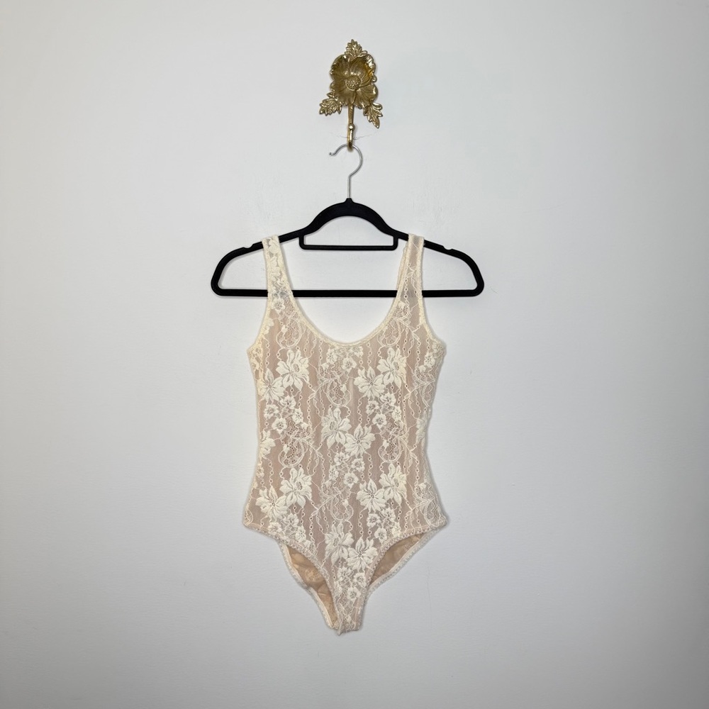 Zimmermann Cream Lace Scoop Neck Bodysuit